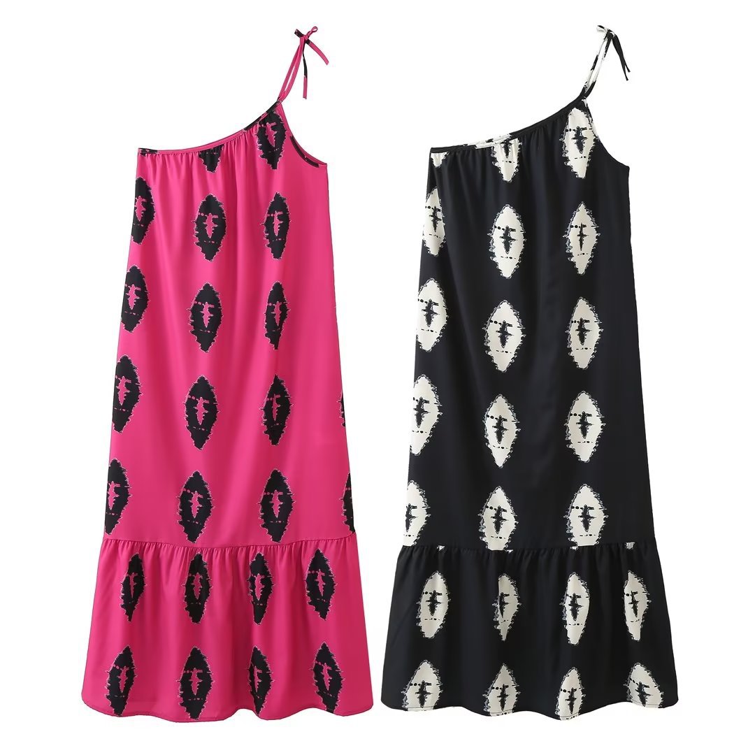 Off Shoulder Midi Dress Women Print Asymmetric Long Dresses for Women Summer Slip Dress Woman Sexy Backless Party Dresses