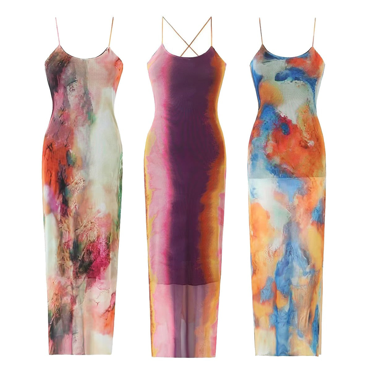 Summer Sleeveless Backless Robe Female Midi Long Dresses