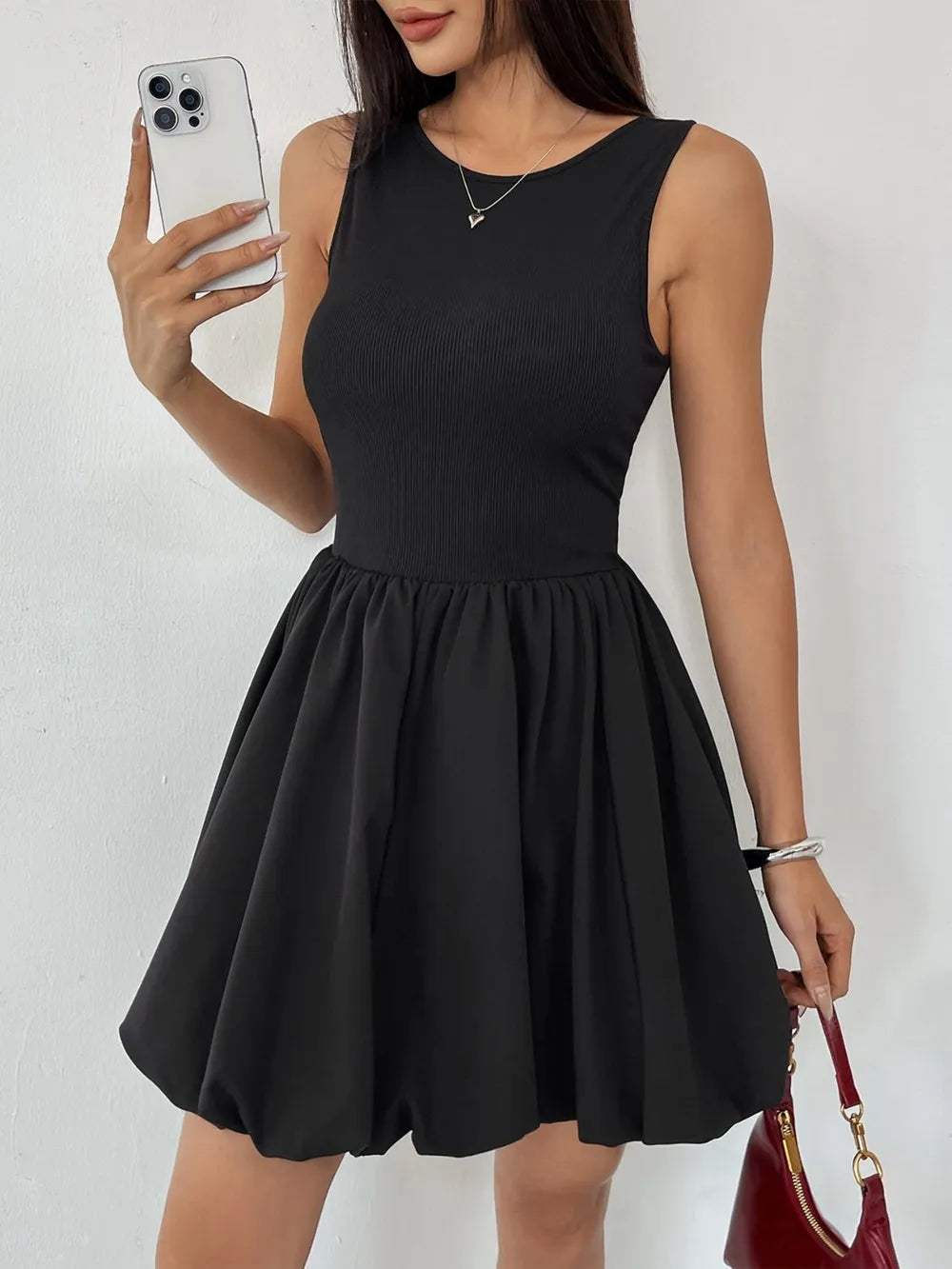 Ruched Sleeveless Mini Dress