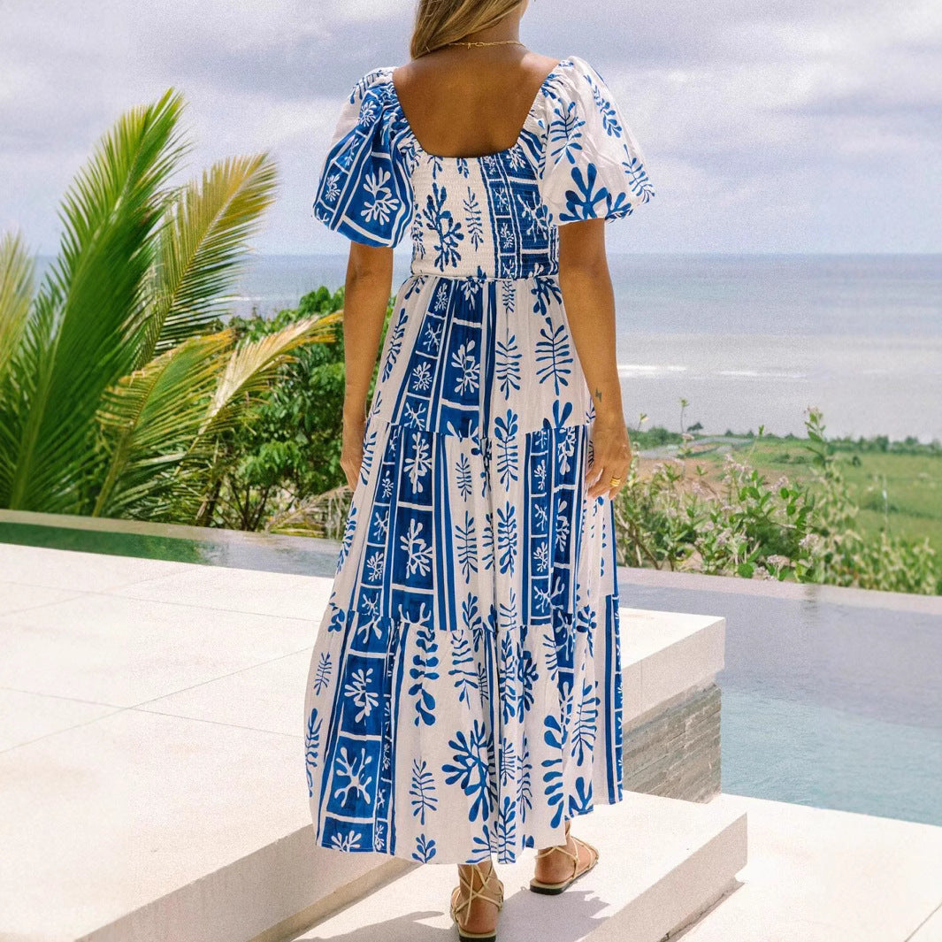 One Shoulder Multi-Way Pocket Maxi Dress with Flared Skirt