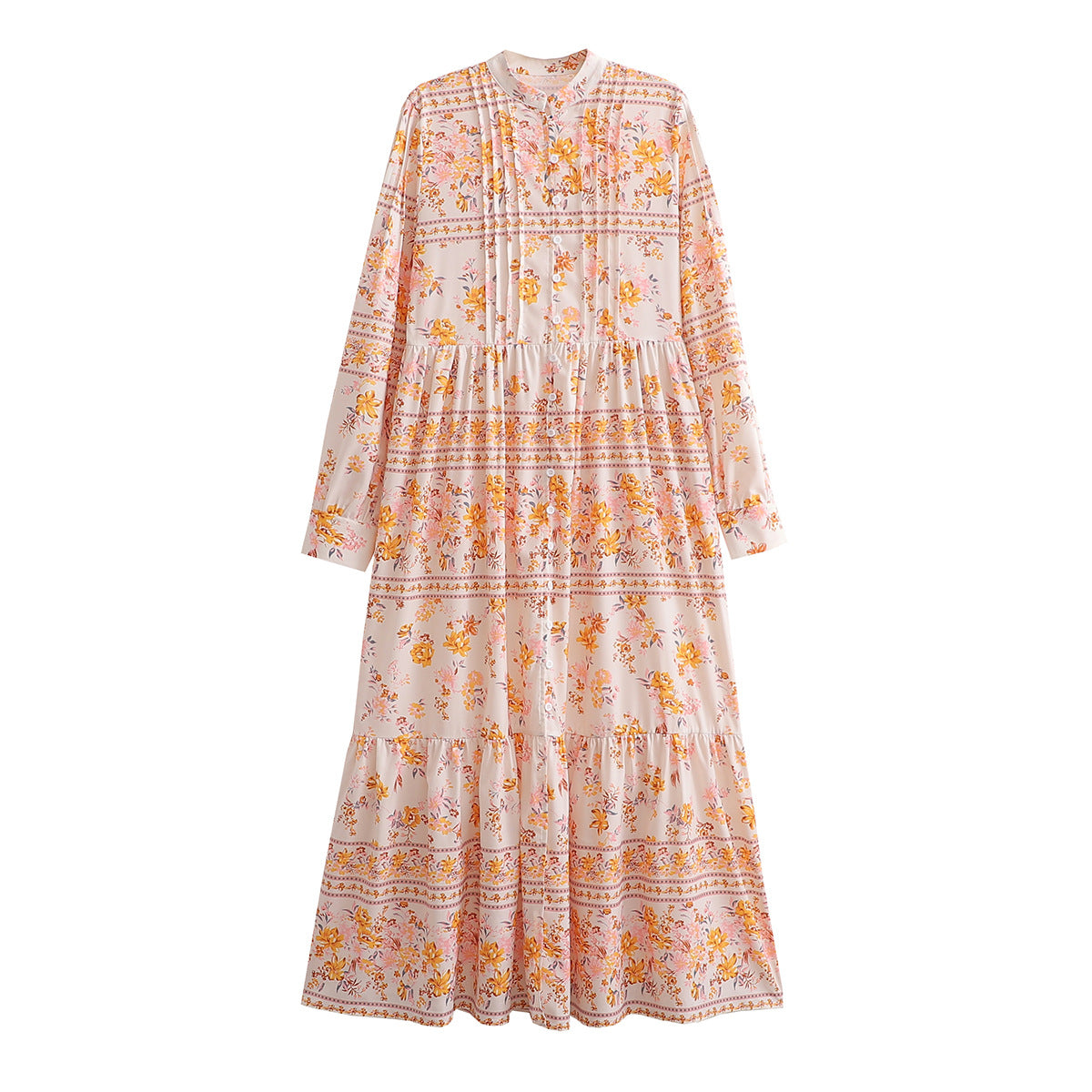 SpringPrinted Long Sleeve Maxi Dress for Women