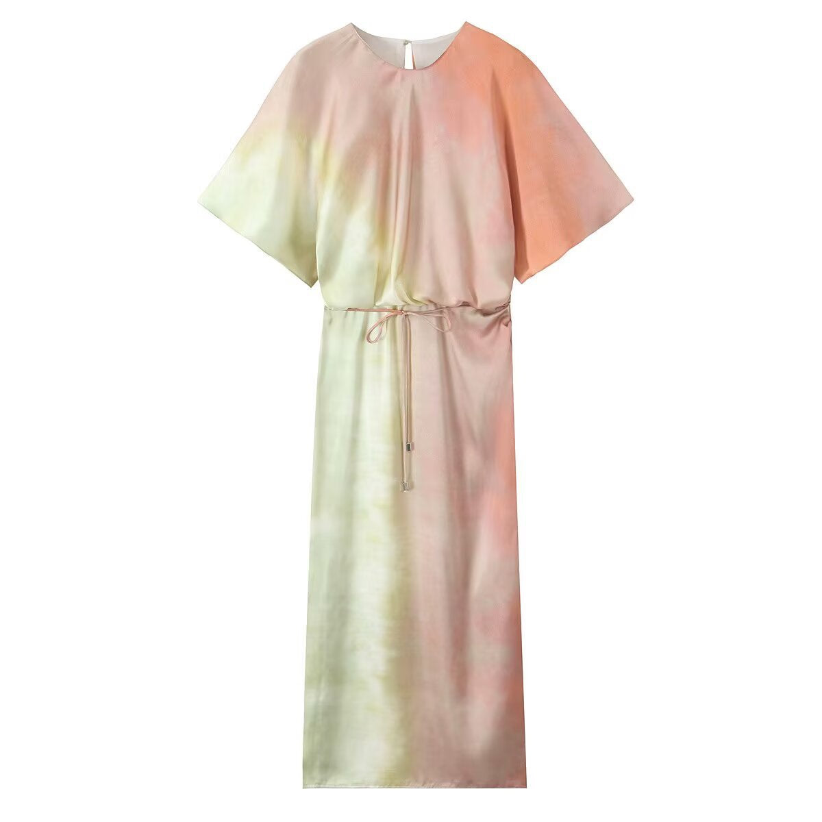 Loose Printed Tie-Dye Short Sleeve Maxi Dress