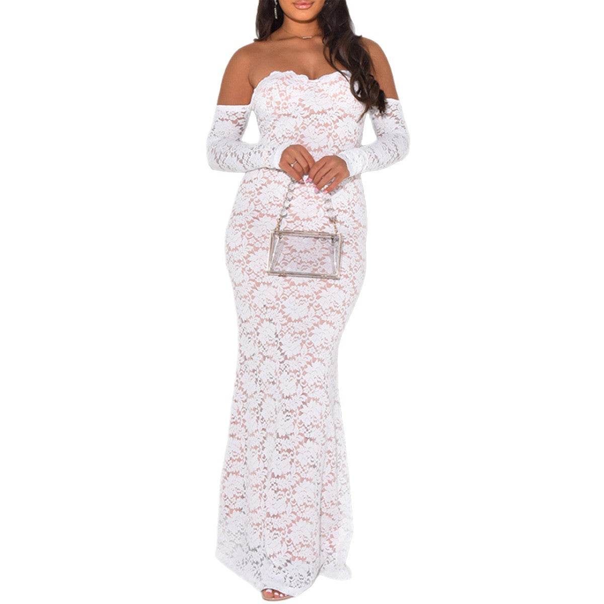 Lace Long Sleeve Maxi Dress for Women