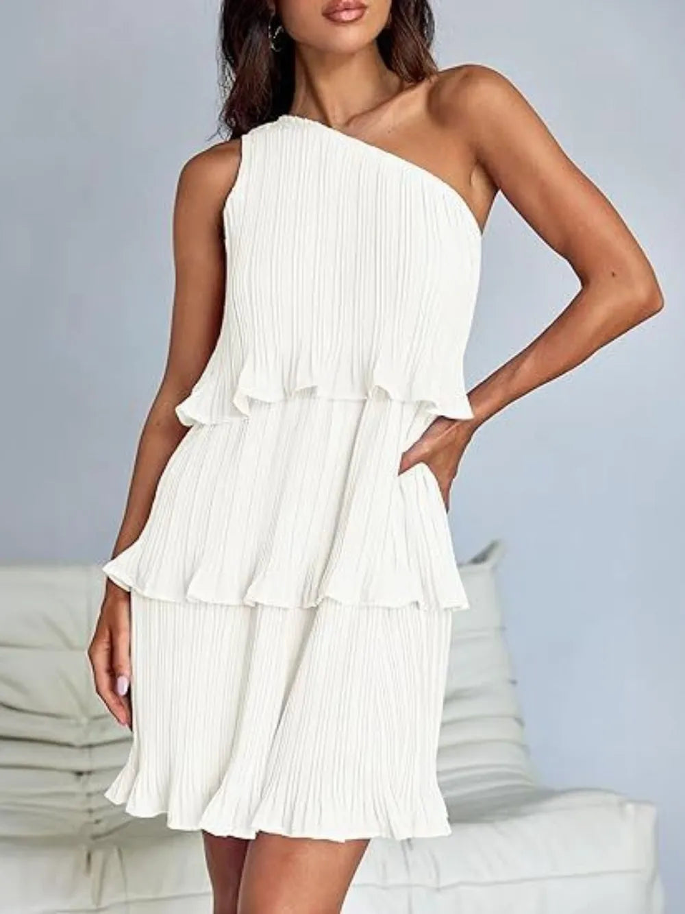Single Shoulder Mini Dress