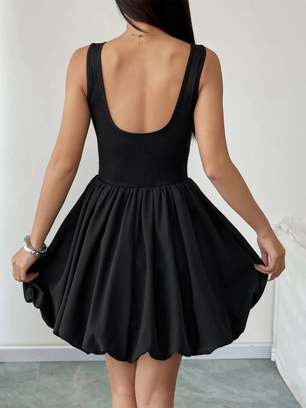 Ruched Sleeveless Mini Dress