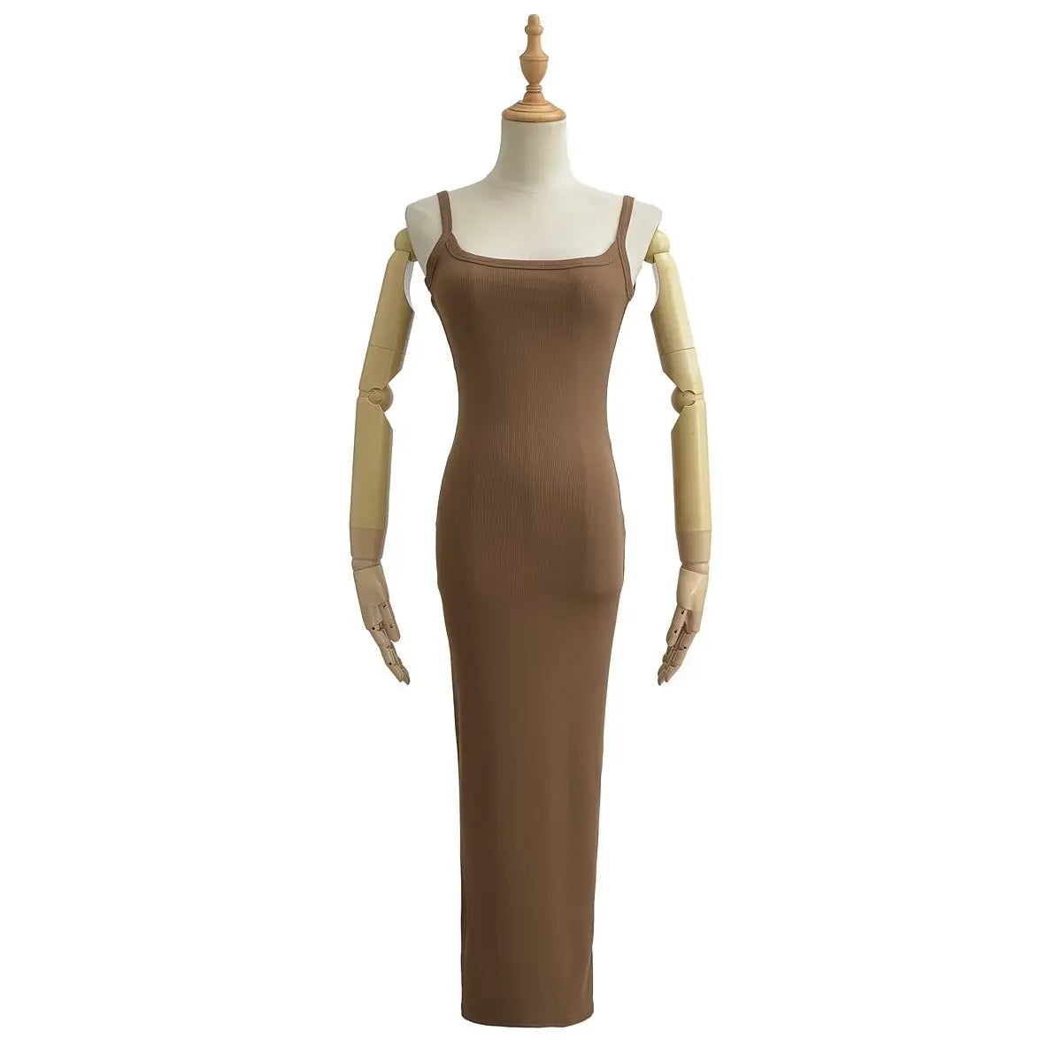 Women Sexy Backless Midi Dress Summer Spaghetti Strap Solid Color Stretchable Slim Dresses