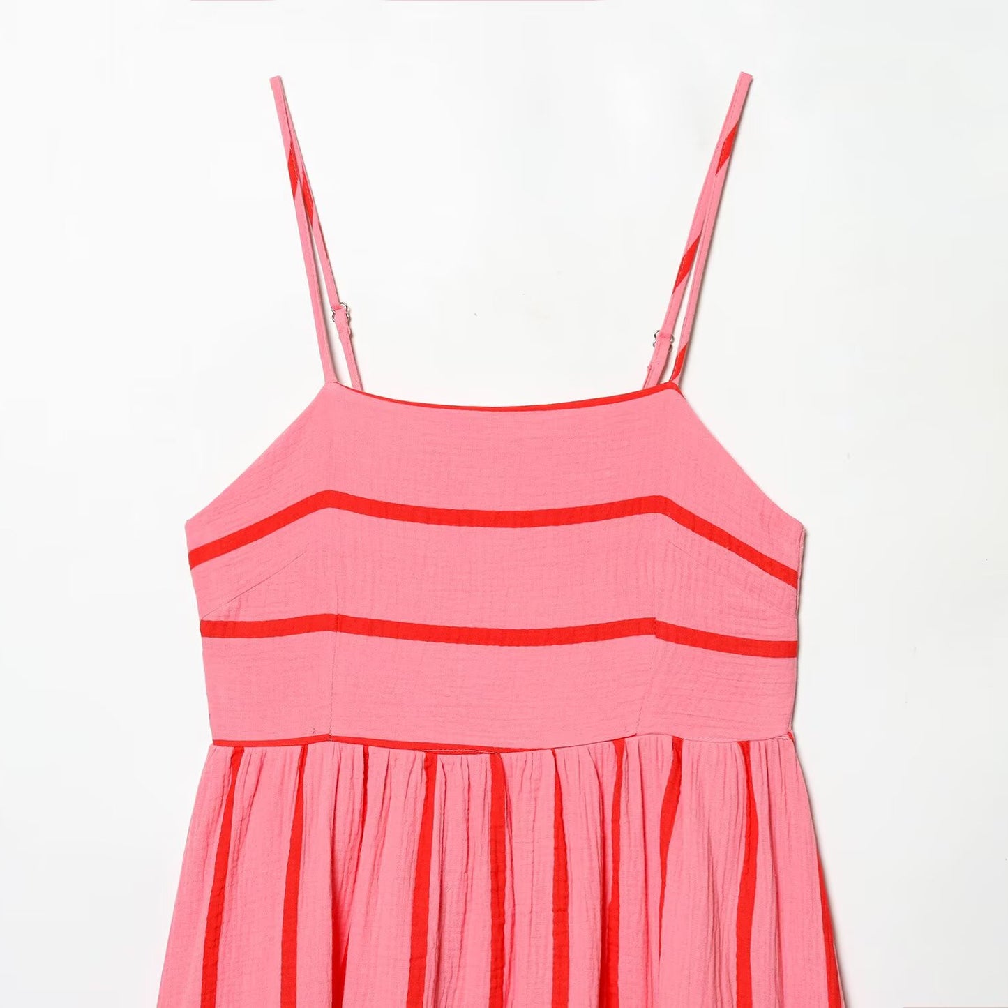 Holiday striped camisole backless maxi dress