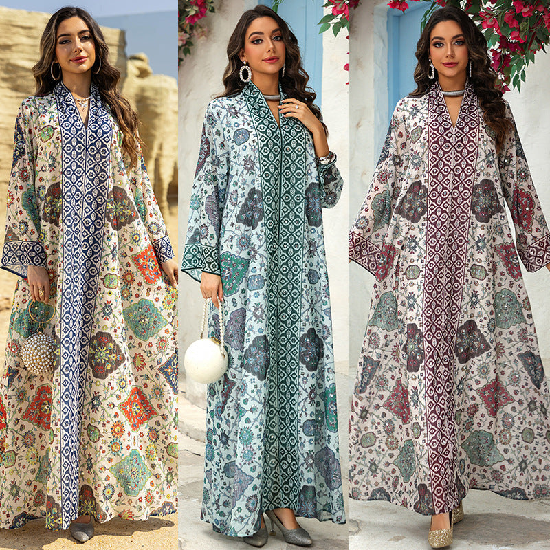 Elegant Printed Chiffon Maxi Dress for Women